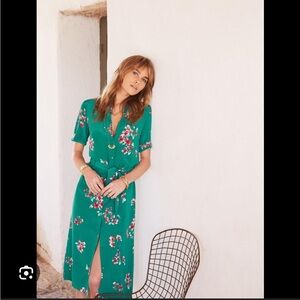 Sezane Lexia Green Floral Dress